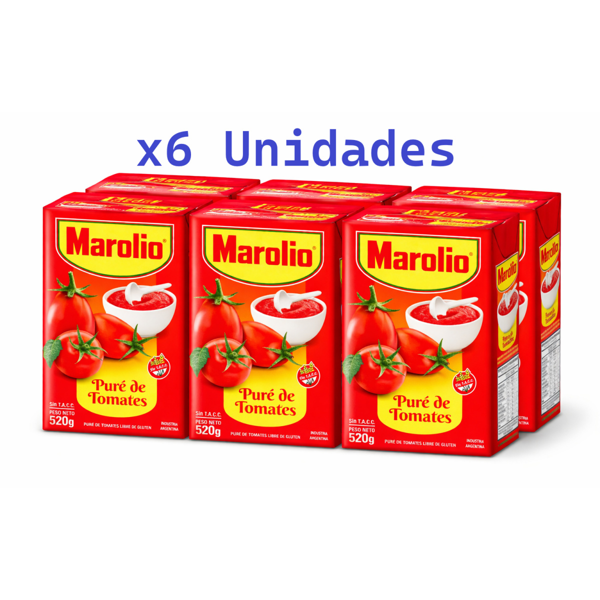 Puré de Tomates Marolio 520g x6