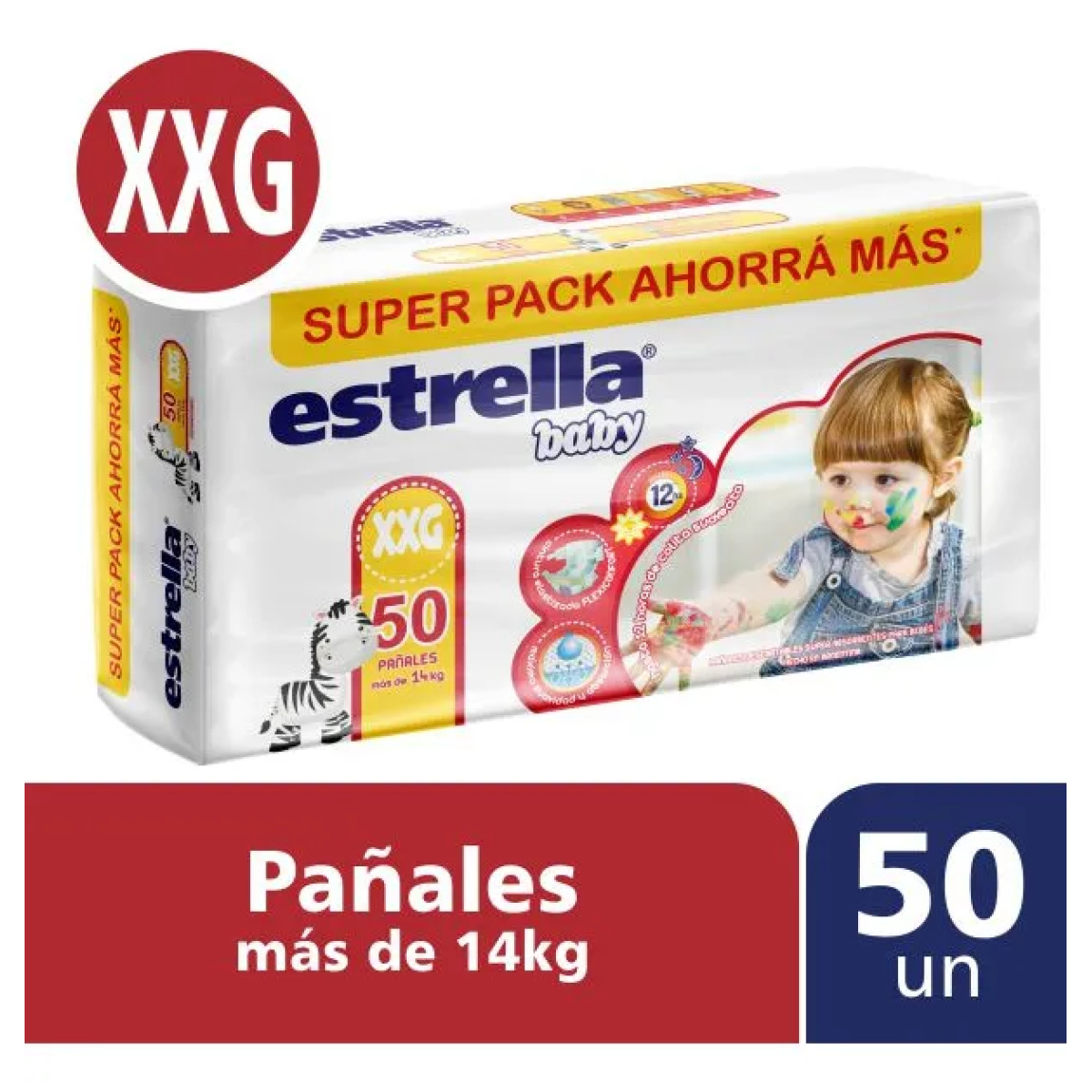 Pañales Estrella Extra Extra Grande XXG Hipoalergénicos Pack Ahorro 50 Unid